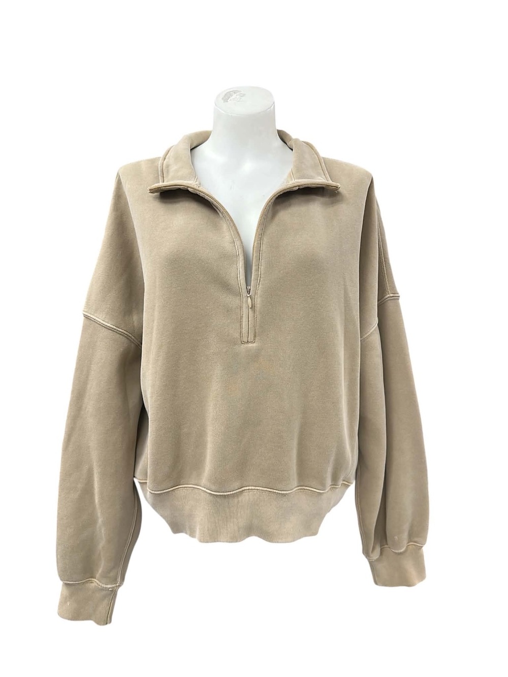 Abercrombie & Fitch Taupe Half-Zip Turtleneck Pullover Size L